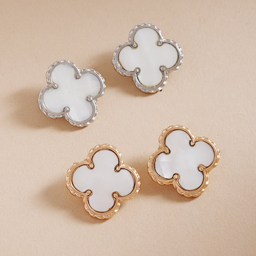 Clover Shaped Shell Post Earrings