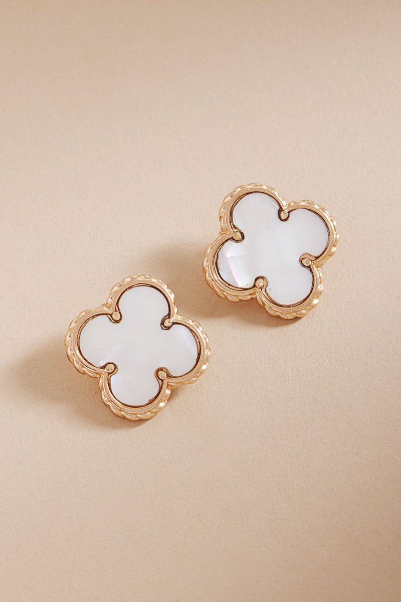 Clover Shaped Shell Post Earrings