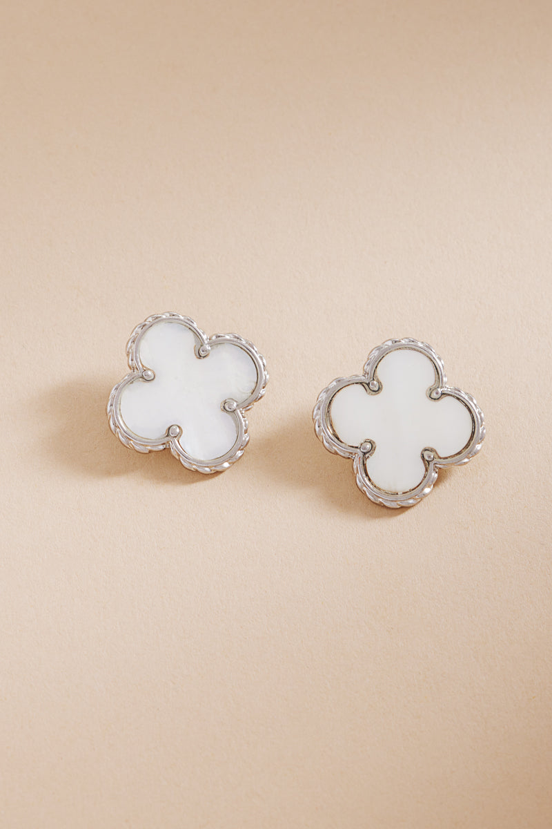 Clover Shaped Shell Post Earrings