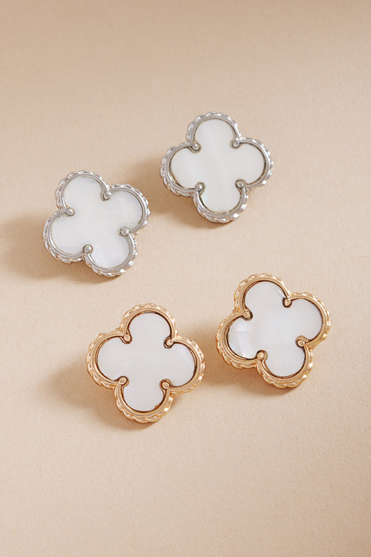 Clover Shaped Shell Post Earrings