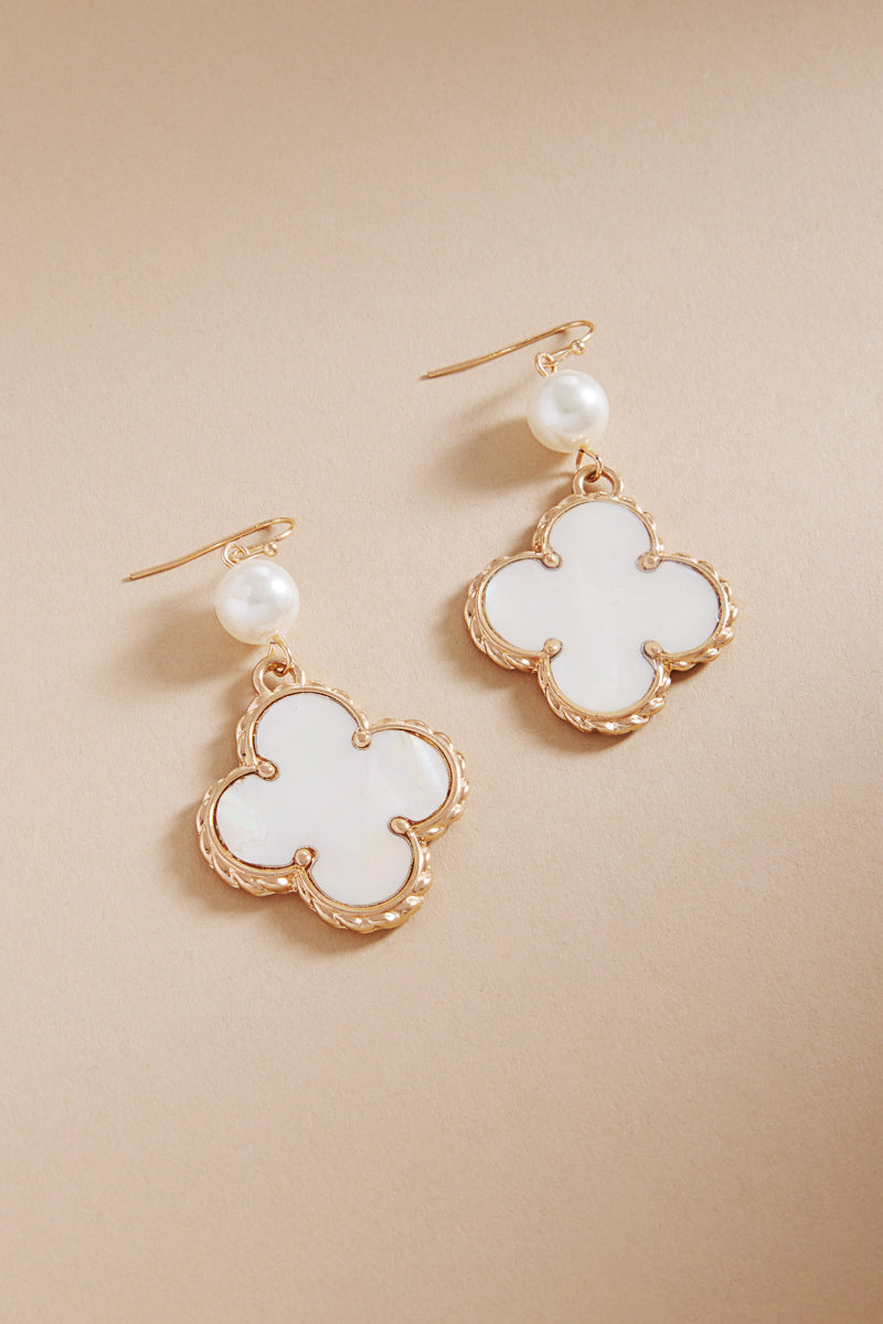 Clover Shaped Shell Hook Earrings