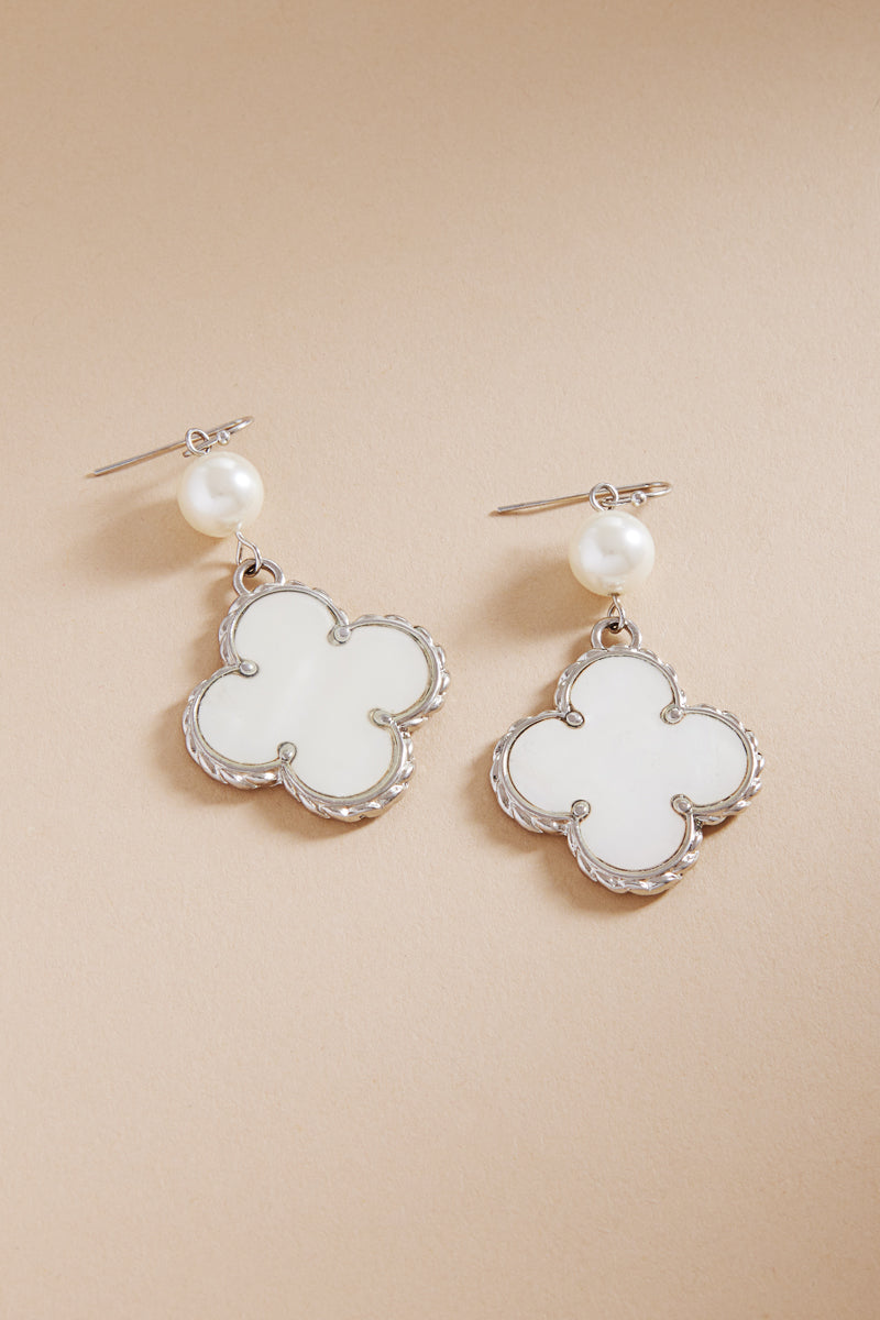 Clover Shaped Shell Hook Earrings