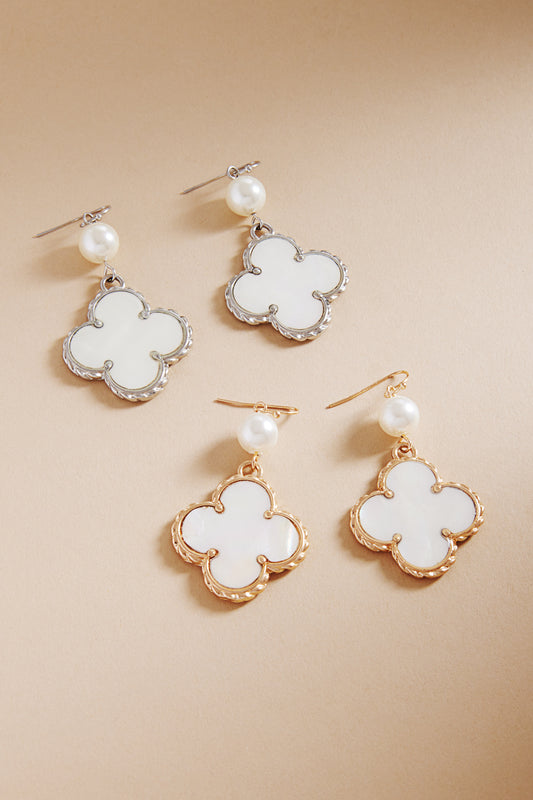 Clover Shaped Shell Hook Earrings