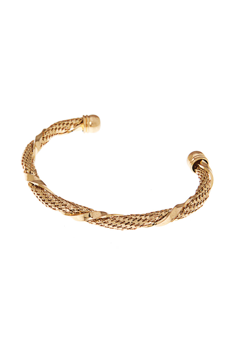 Double Textured Metal Open Bangle Bracelet