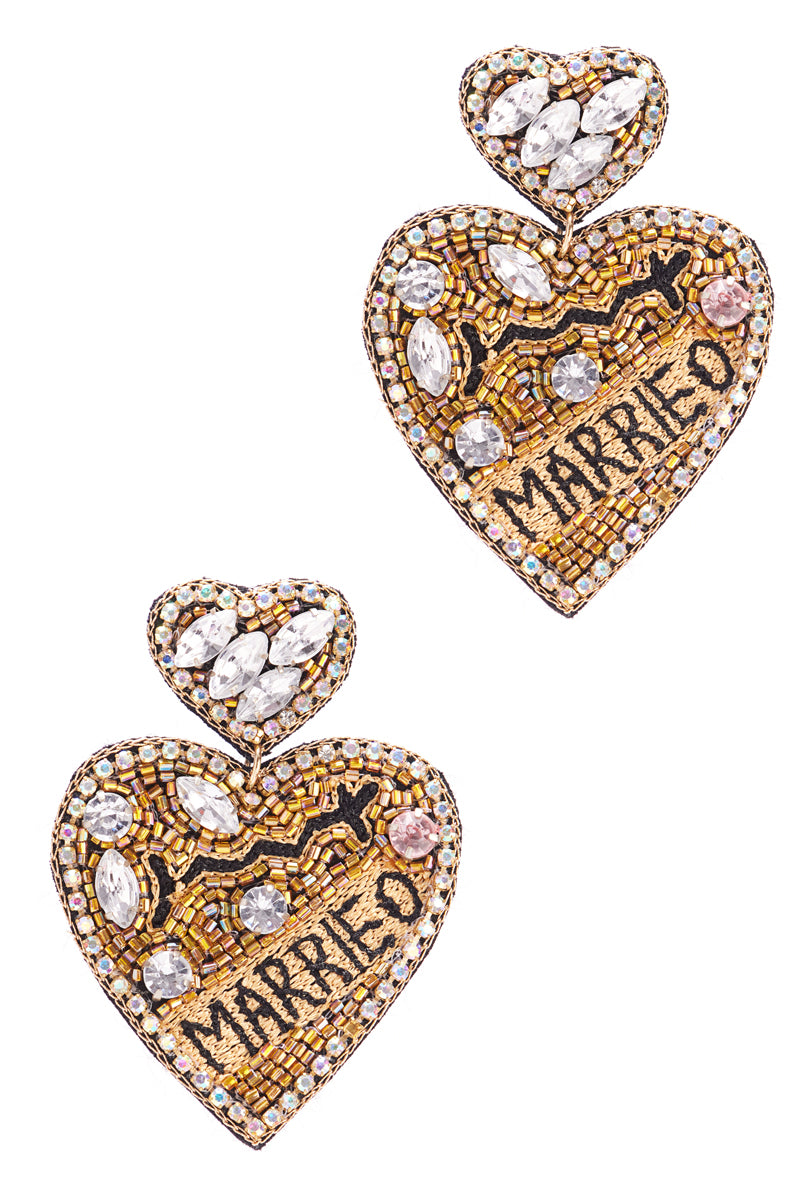 Just Married Bridal Party Beads Post Earrings