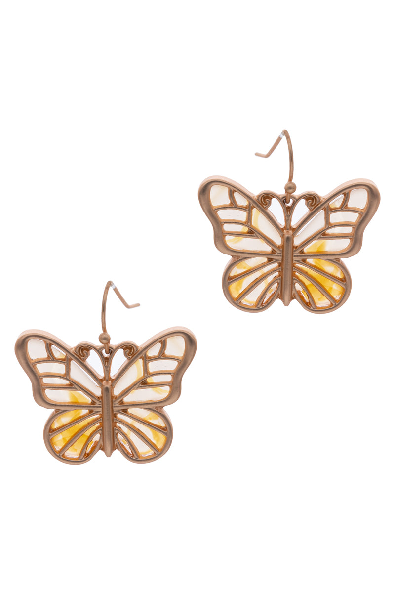 Butterfly Flower Acetate Hook Earrings