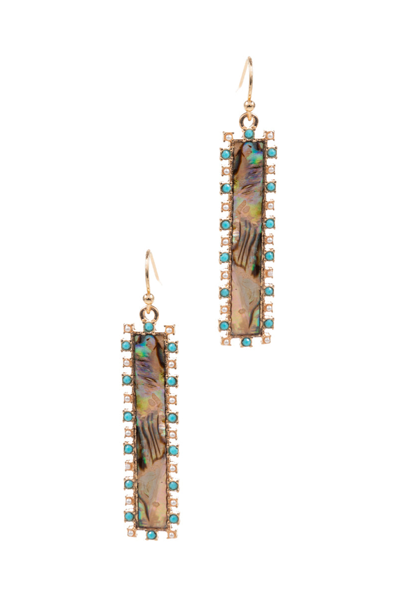 Bar Shell With Paved Hook Earrings
