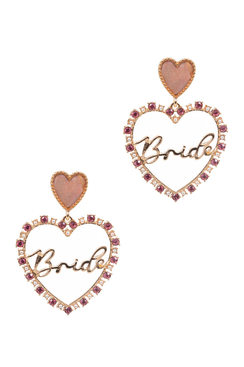 Bride Heart Bridal Party Post Earrings