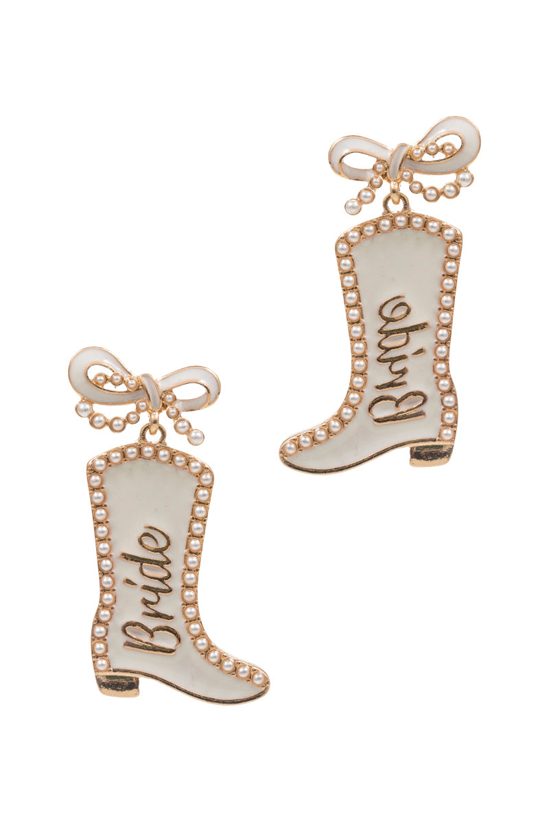 Bride Boots Bridal Party Enamel Post Earrings