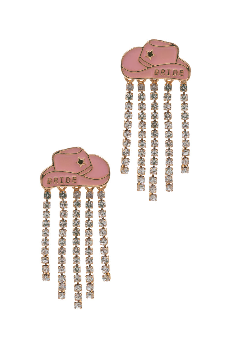 Enamel With Fringe Bridal Party Post Earrings