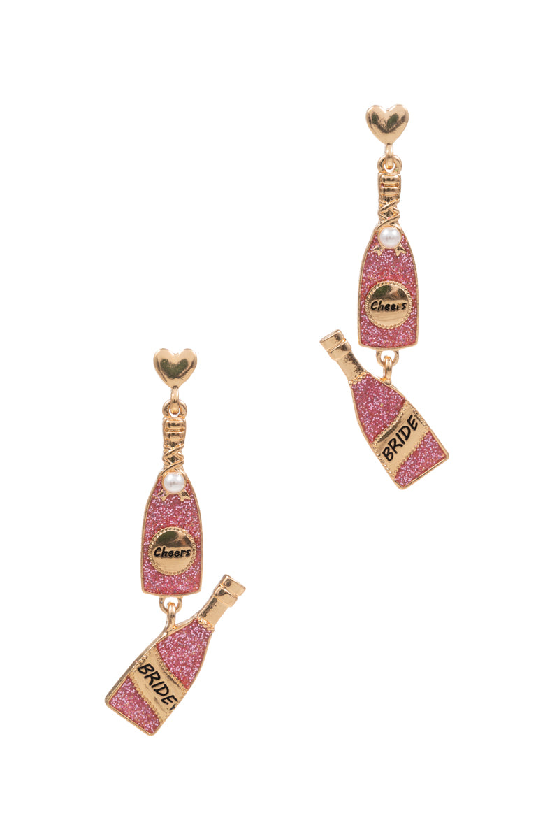 Linked Champaige Enamel Bridal Party Post Earrings