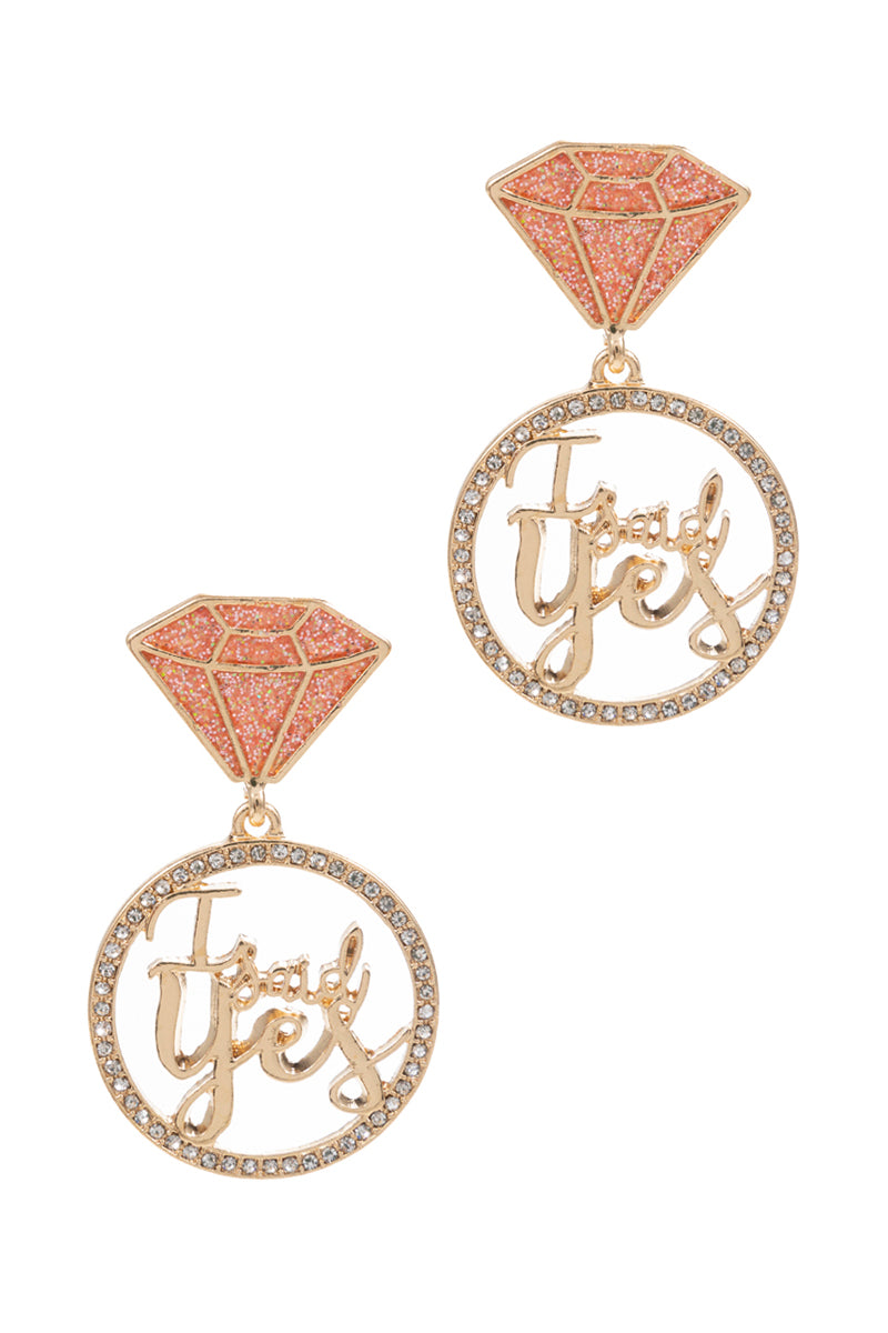Diamond Ring I Said Yes Bridal Party Post Earrings