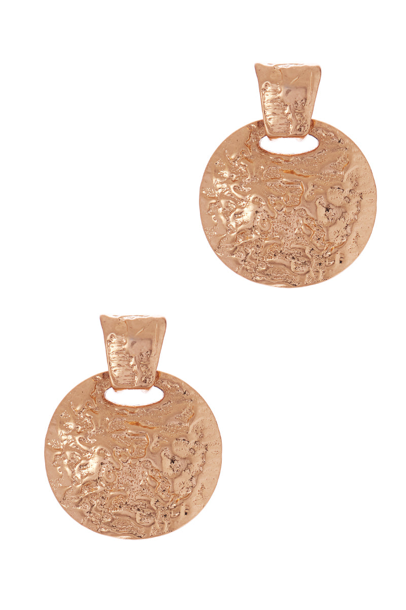 Vintage Metal Hung Circle Post Earrings