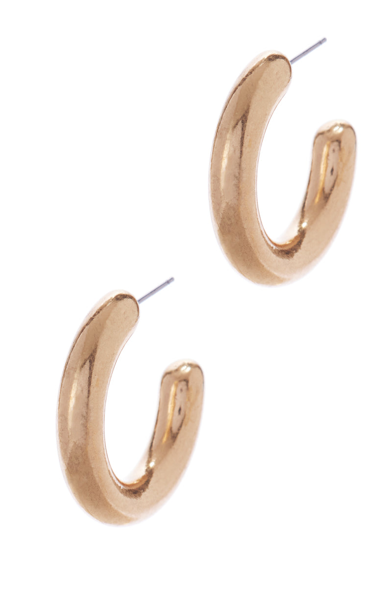 Vintage Metal Smooth Circle Hoop Earrings