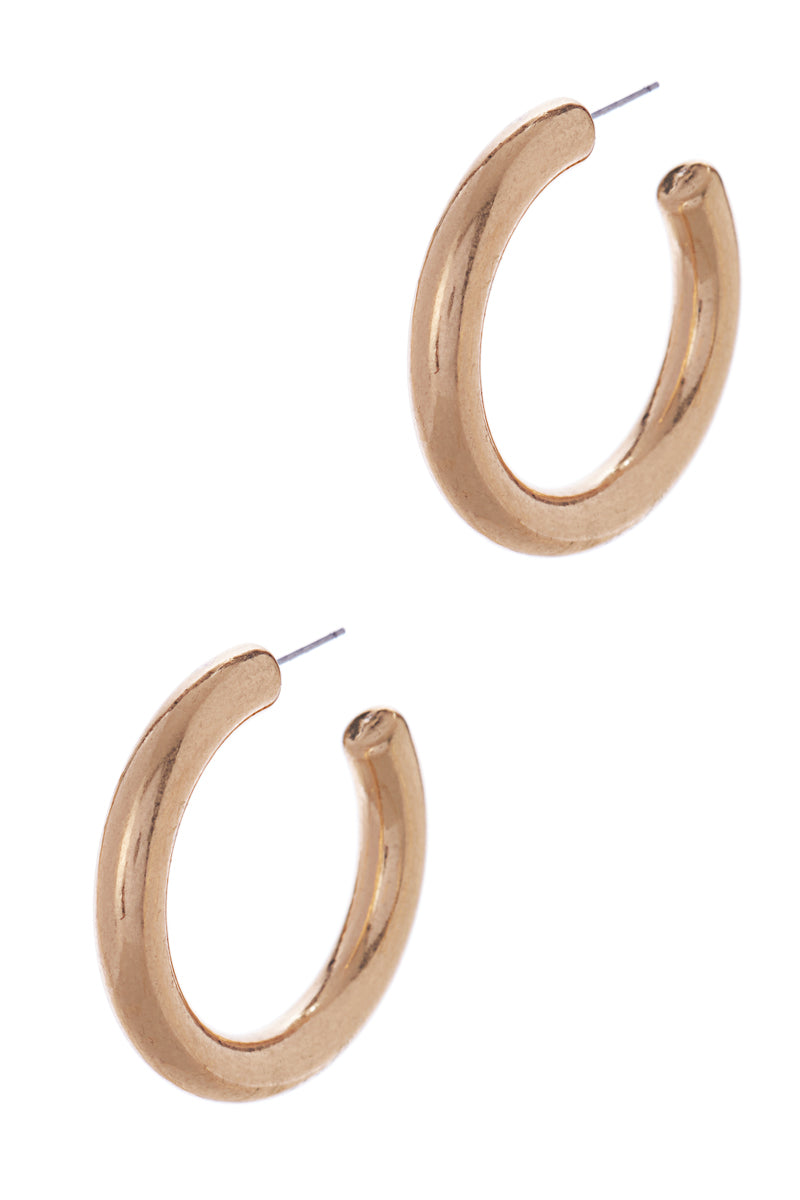 Vintage Metal Smooth Thick Circle Hoop Earrings