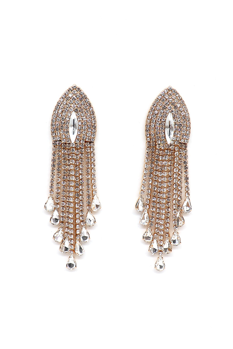 Rhine Stone Brass Linear Titanium Post Earrings