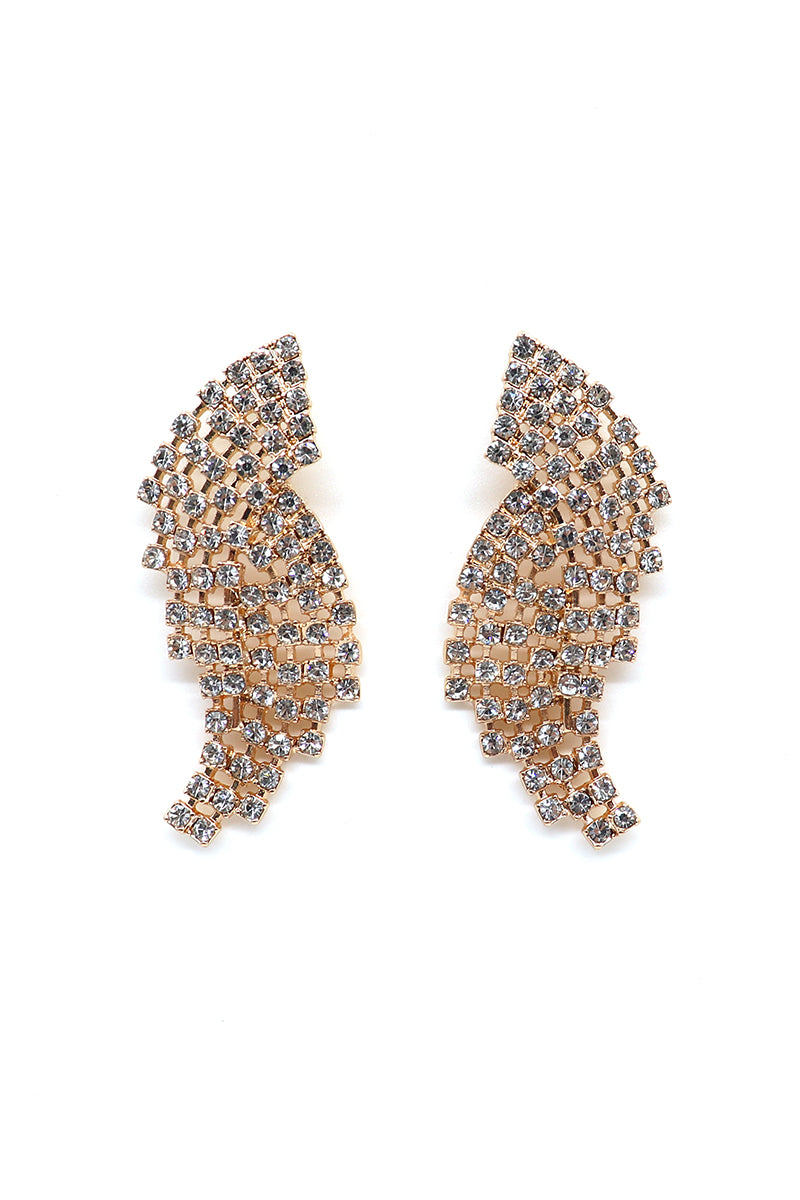 Rhine Stone Irregular Paved Titanium Post Earrings