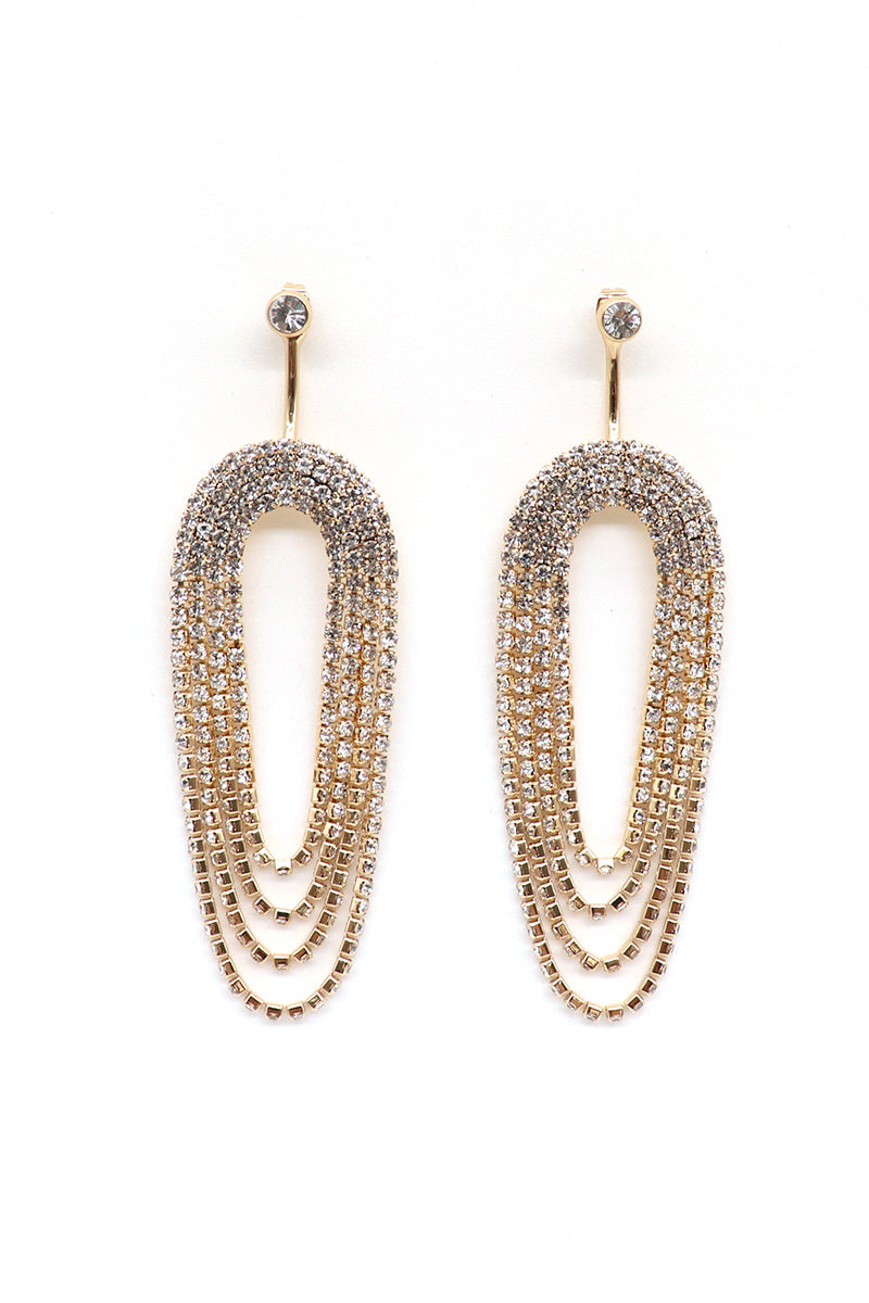 Rhine Stone Layered Paved Titanium Post Earrings