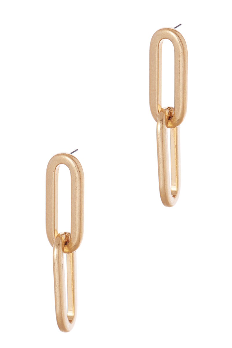 Oval Linked Metal Post Earrings