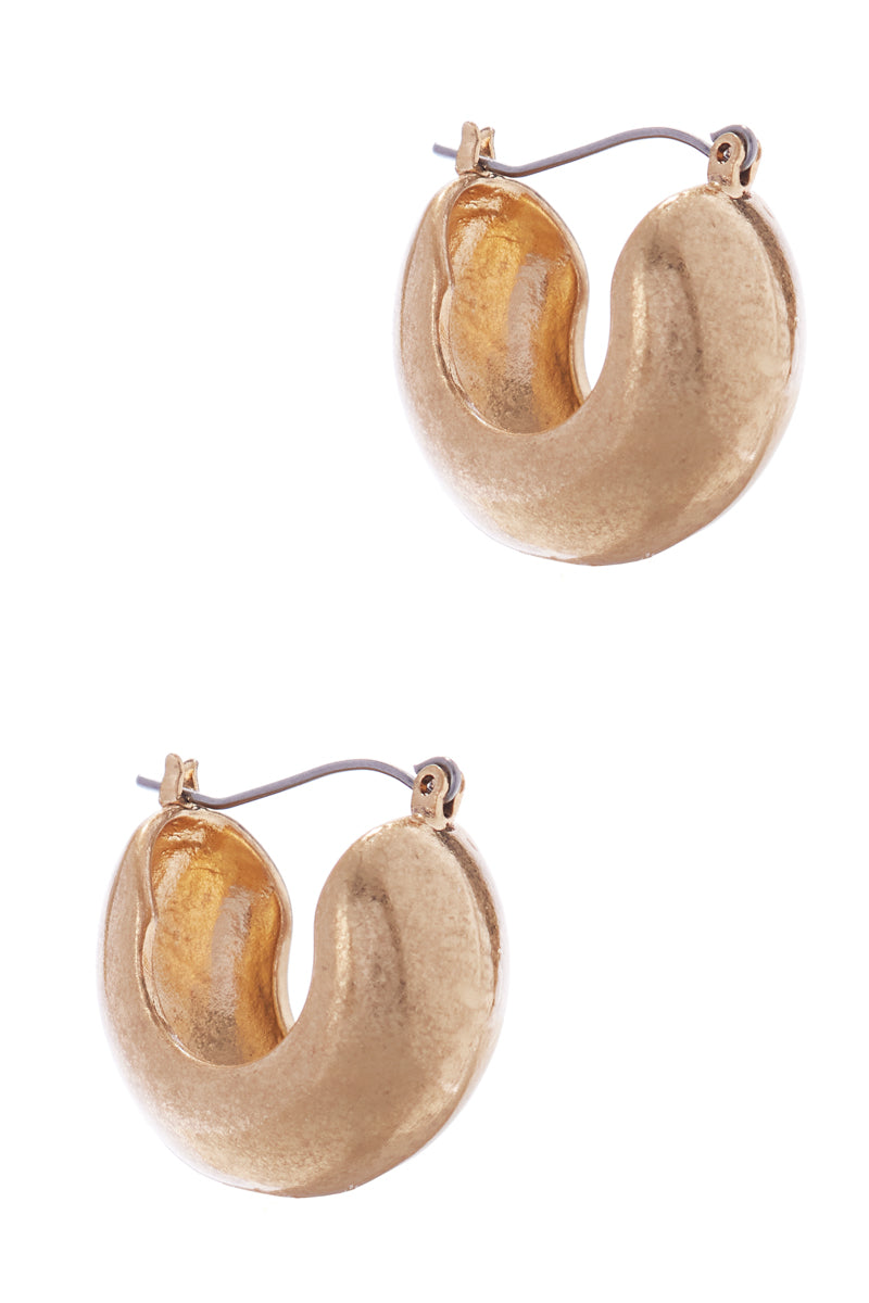Bean Shaped Metal Hoop Earrings