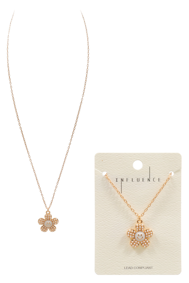 Flower Pl Smiley Face Short Necklace