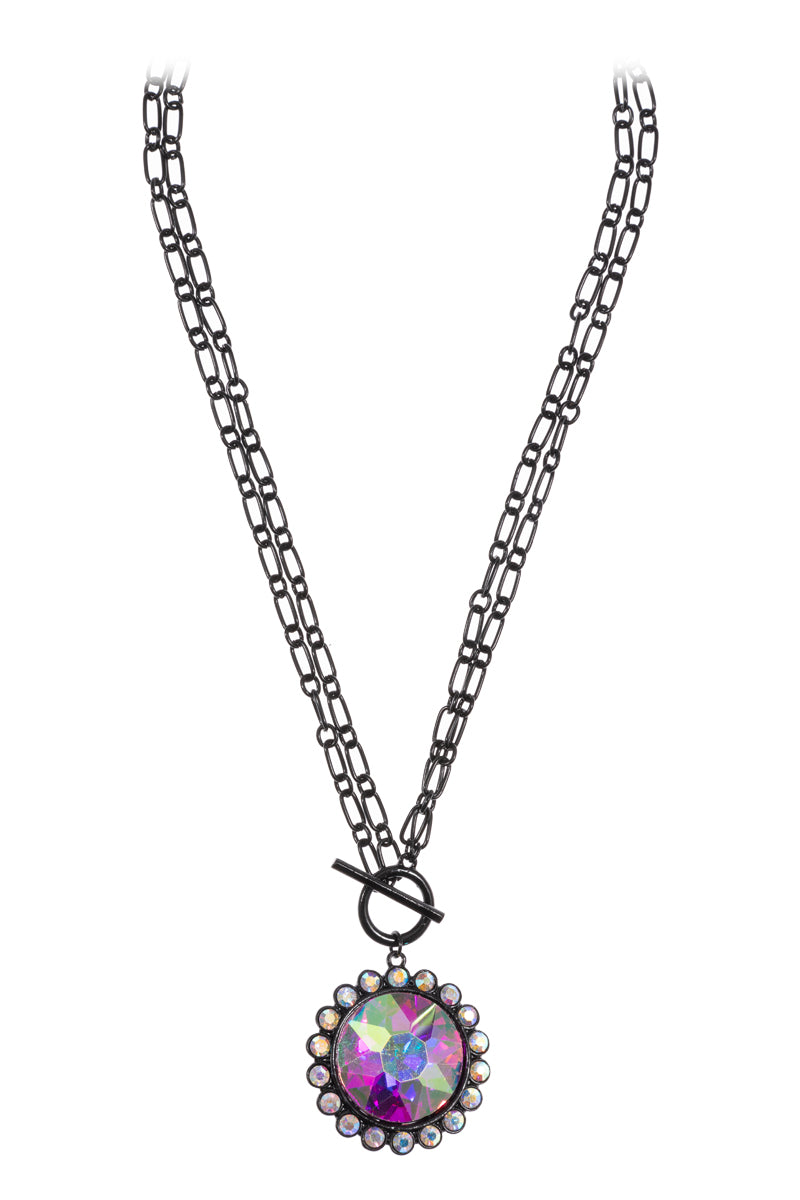Chain With Round Shape Rhine Stone Long Necklace