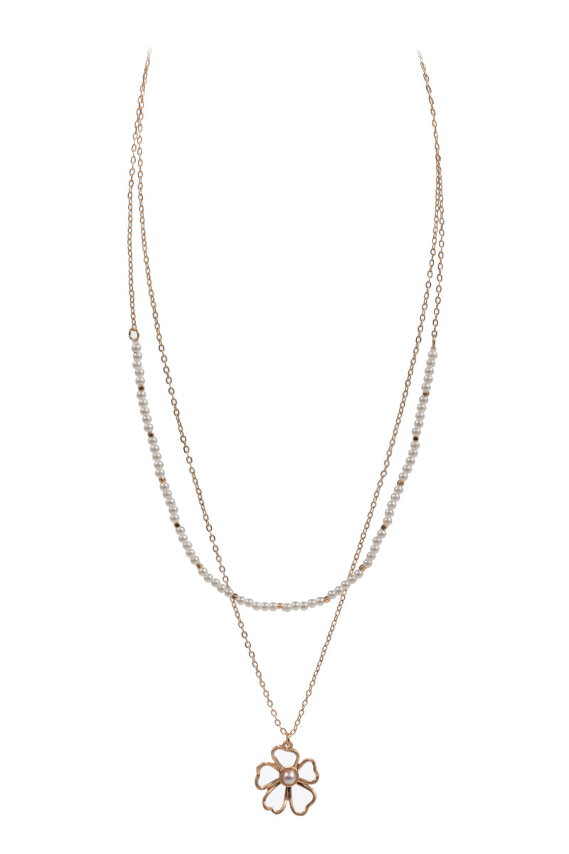 Flower Glass Layered Necklace