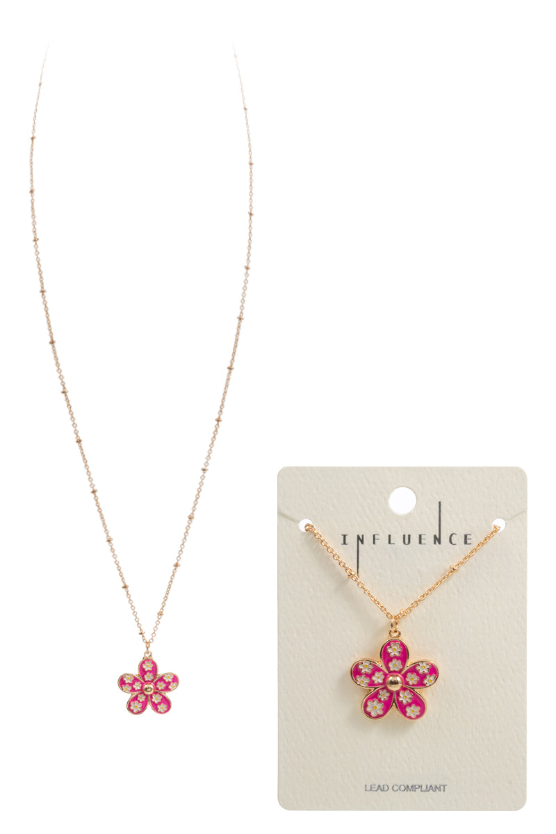 Flower Enamel Short Necklace
