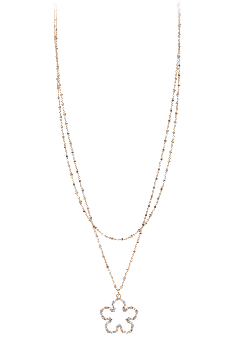 Flower Layered Stone Layered Necklace