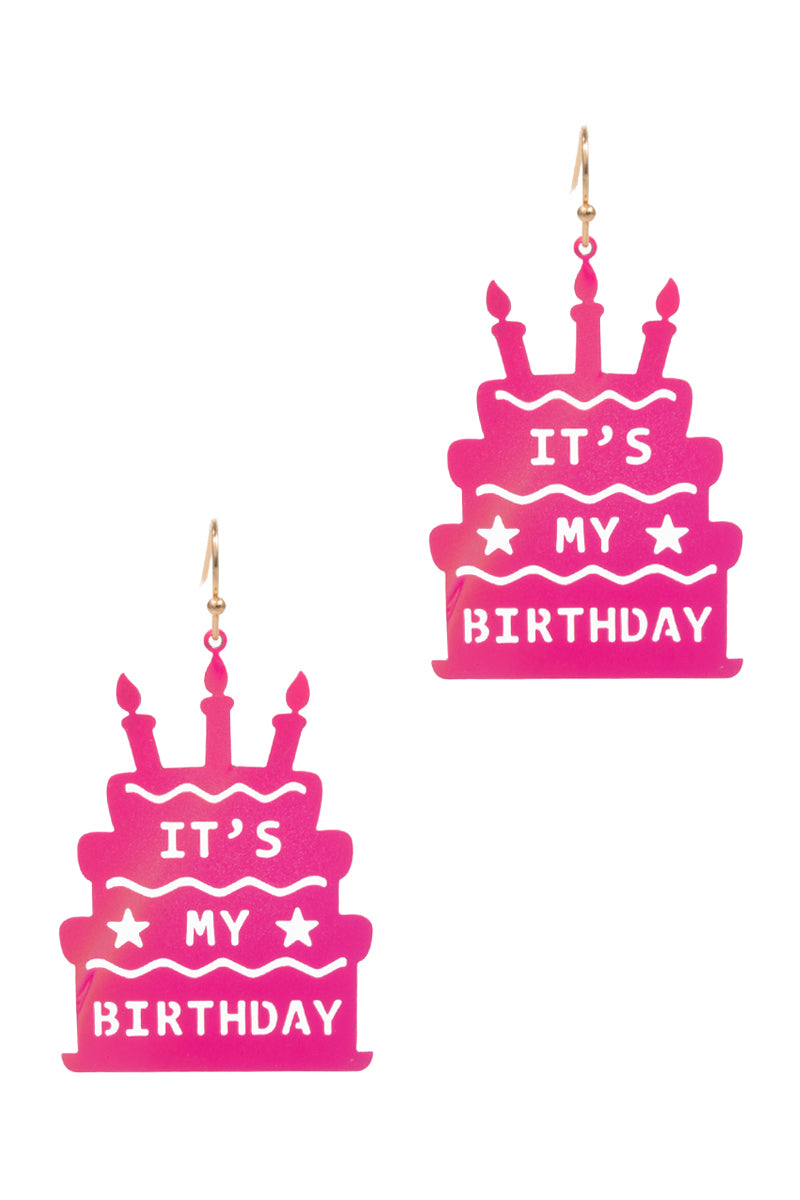 Its My Birthday With Cake Hook Earrings