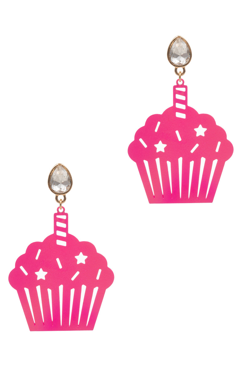 Cup Cake With Candle Post Earrings