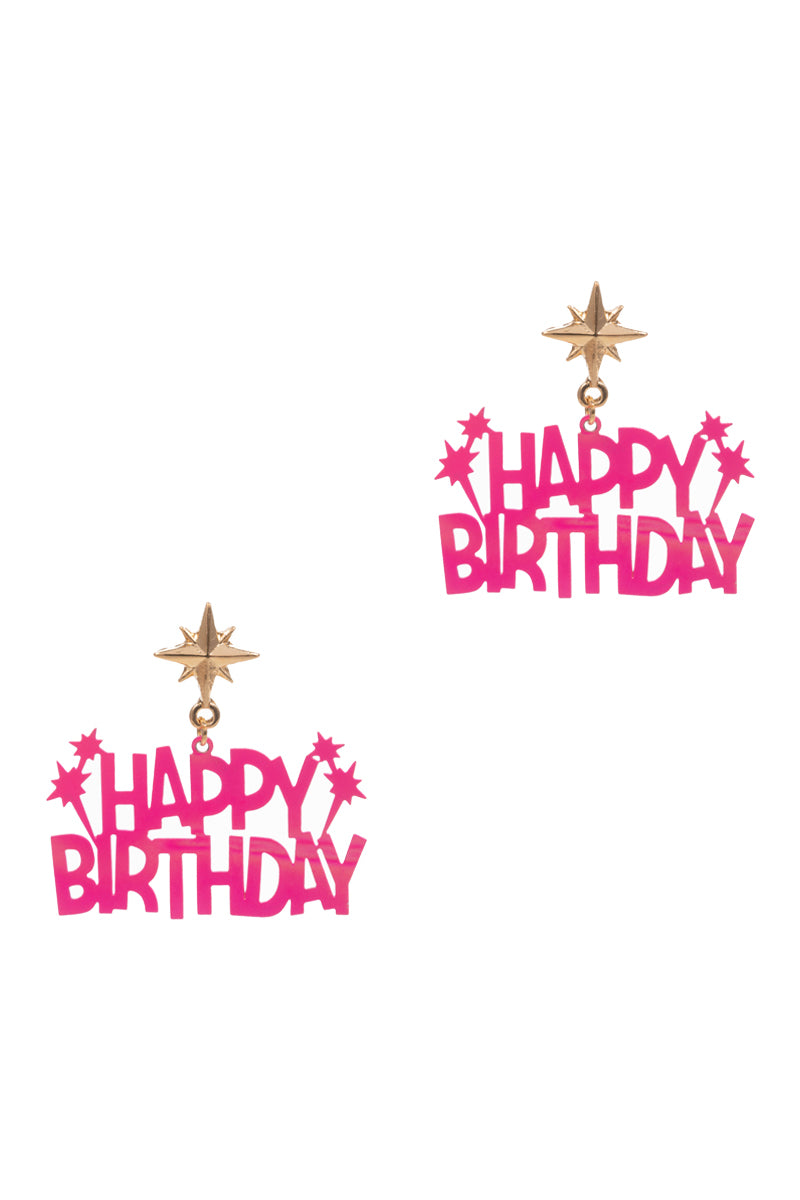 Happy Birthday With Star Post Earrings
