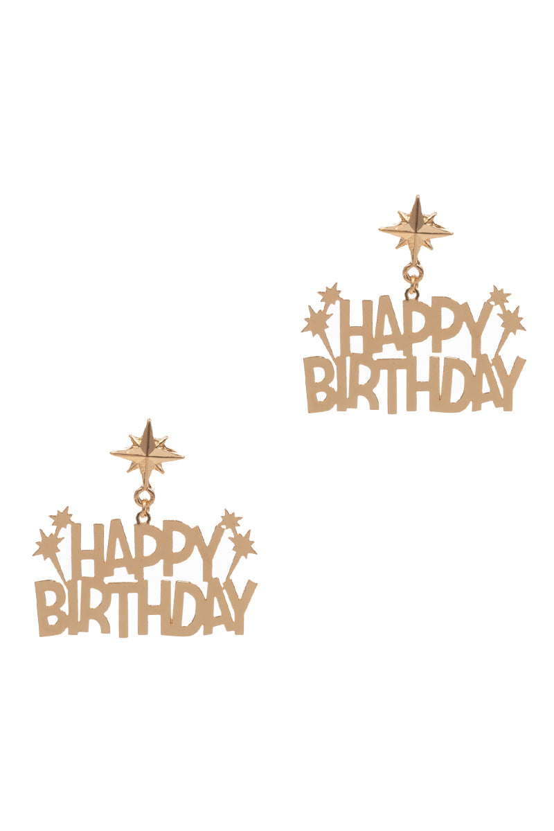 Happy Birthday With Star Post Earrings