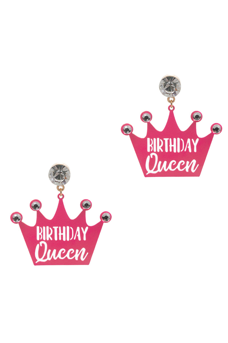 Birthday Queen Crown Post Earrings