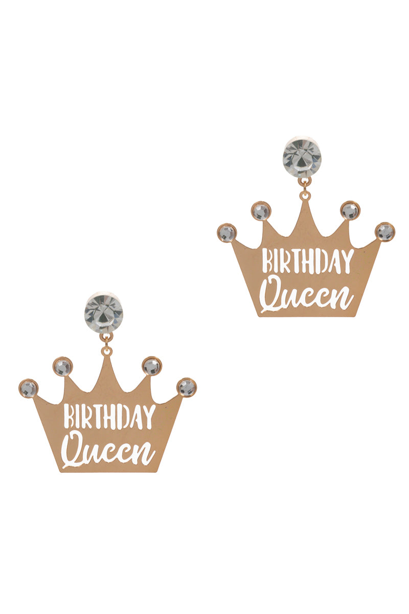 Birthday Queen Crown Post Earrings