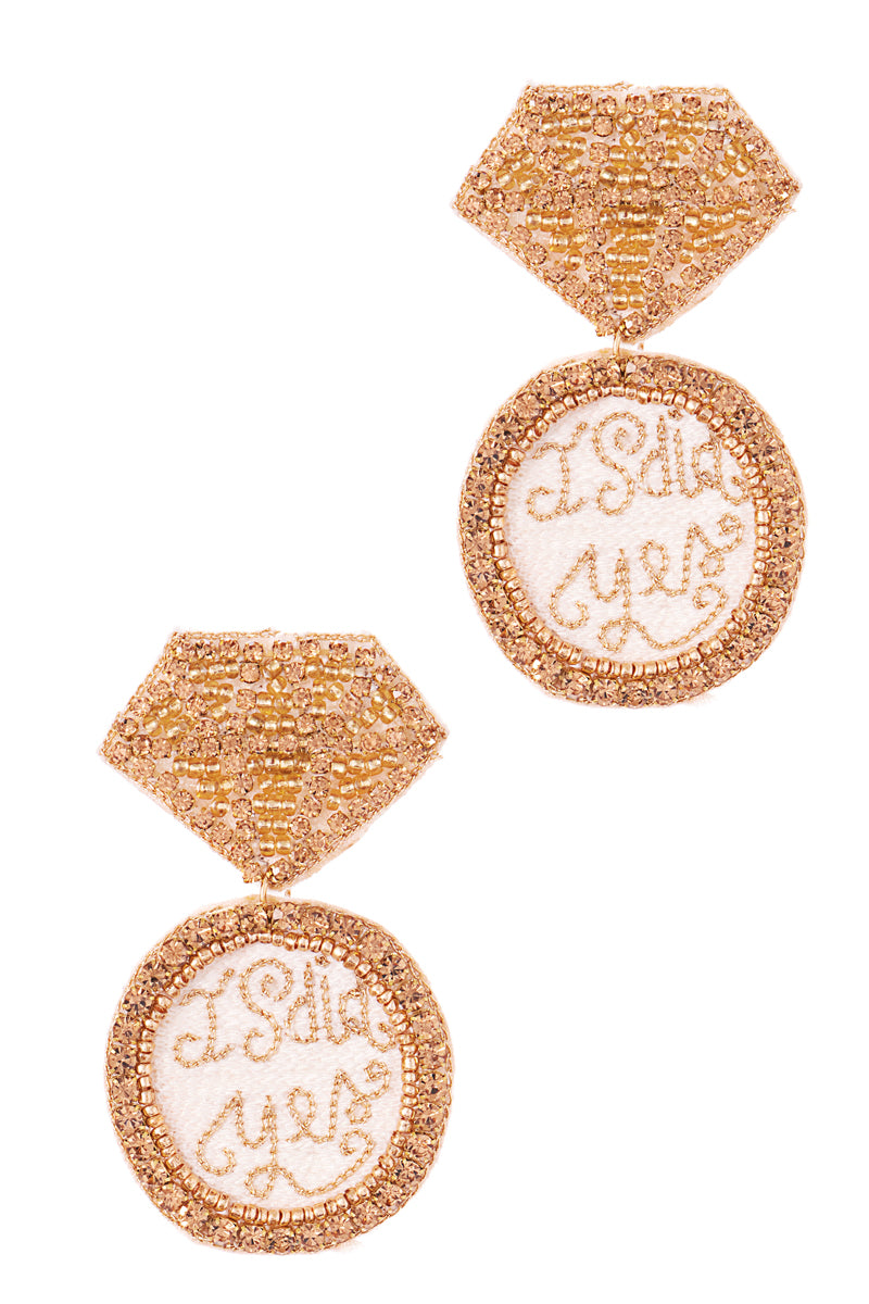 I Said Yes Bridal Party Beads Post Earrings