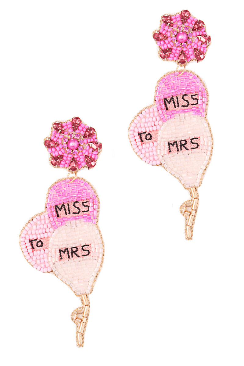 Miss To Mrs Seed Bead Bridal Party Post Earrings