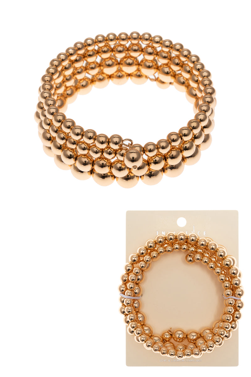 Metal Ball With Coil Stretch Bracelet