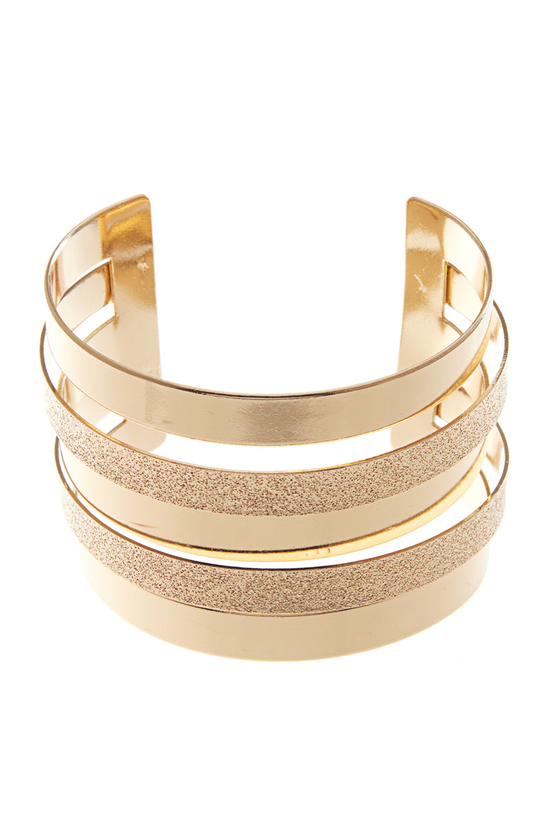 3 Layers Textured Metal Cuff Bracelet
