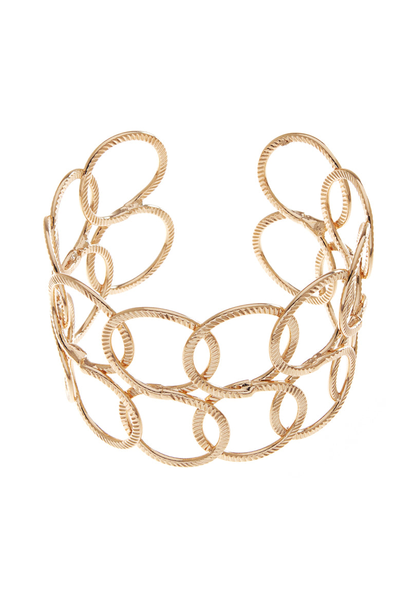 Circles Textured Metal Cuff Bracelet