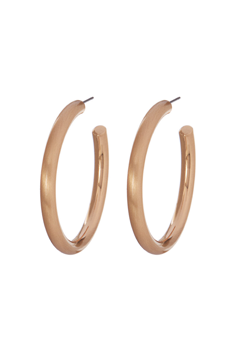 Ring Basic Metal High Polished Satin Hoop Earrings