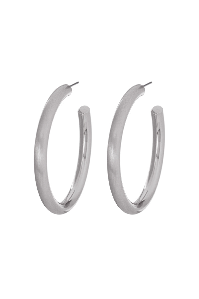 Ring Basic Metal High Polished Satin Hoop Earrings
