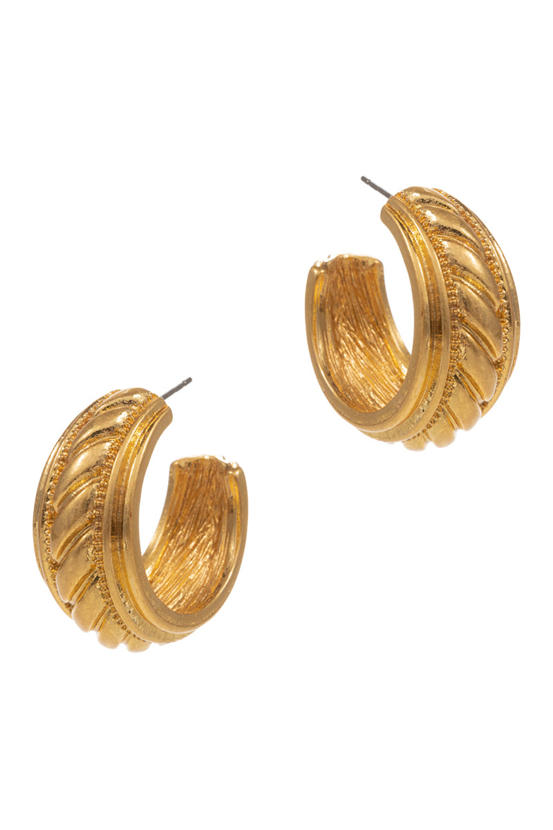 Comb Pattern Metal Pin Hoop Earrings