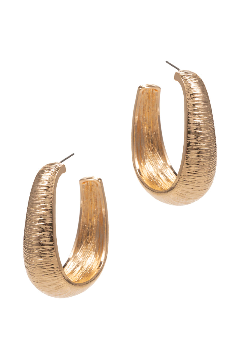 Vintage Textured Metal Pin Hoop Earrings