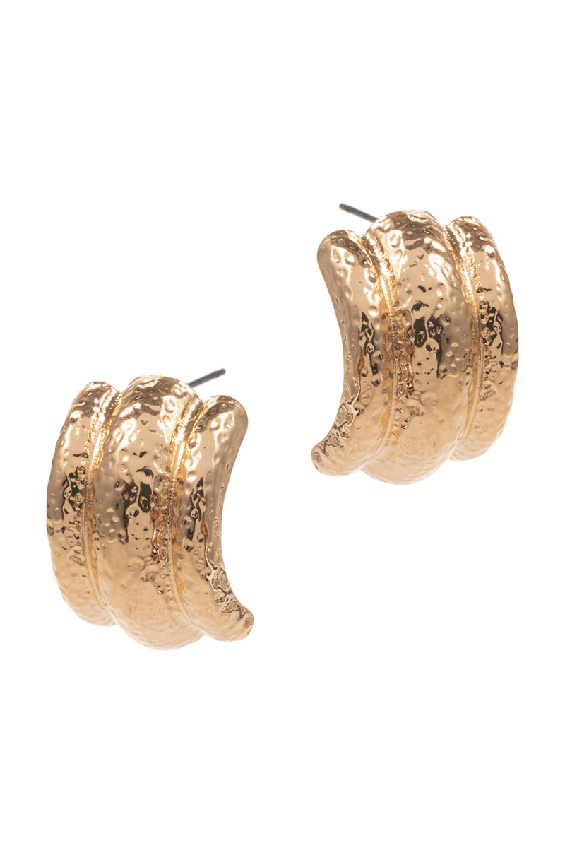 Triple Volume Vintage Metal Pin Hoop Earrings
