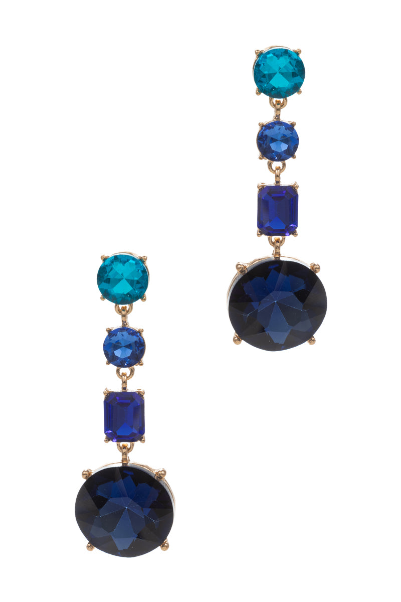 4 Drop Color Combination Glass Stone Post Earrings
