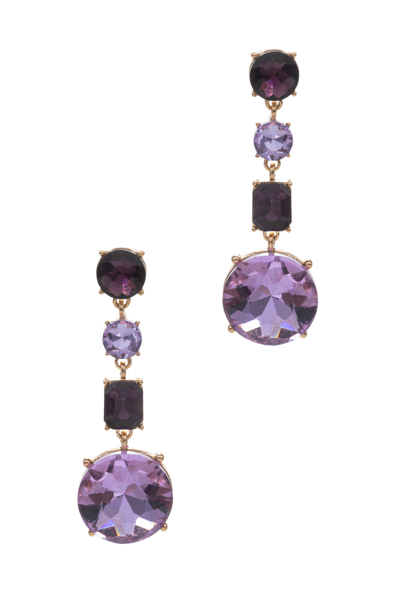 4 Drop Color Combination Glass Stone Post Earrings