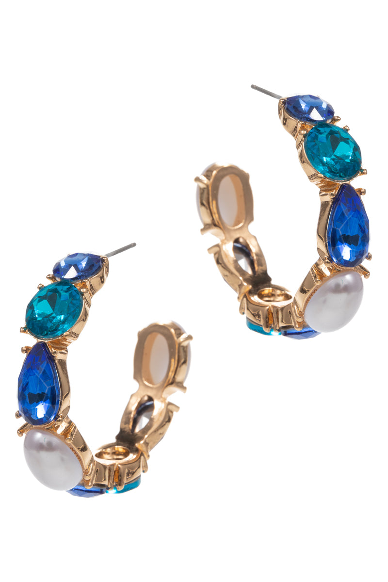 Round Shaped Multicolor Glass Stone Hoop Earrings