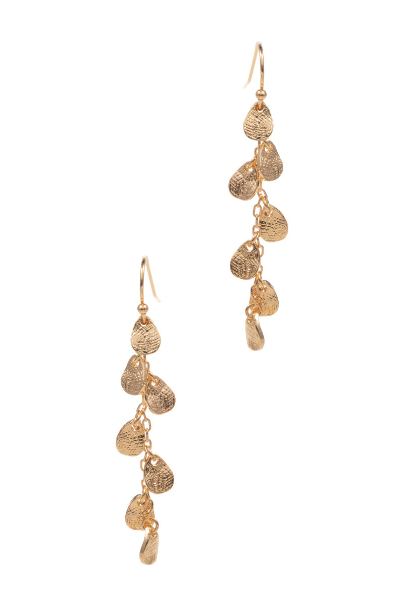 Texutred Shaped Basic Metal Chain Hook Earrings