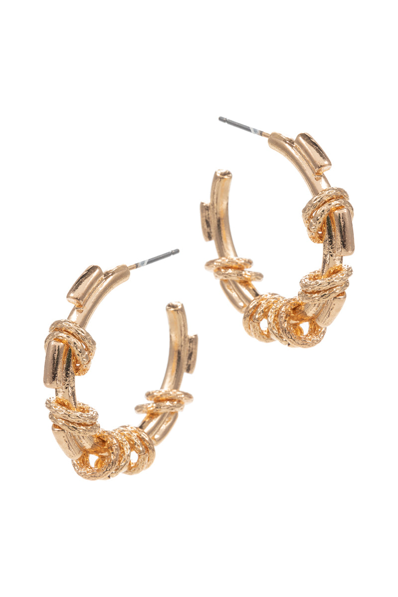 Diamond Cutted Wire With Basic Metal Hoop Earrings